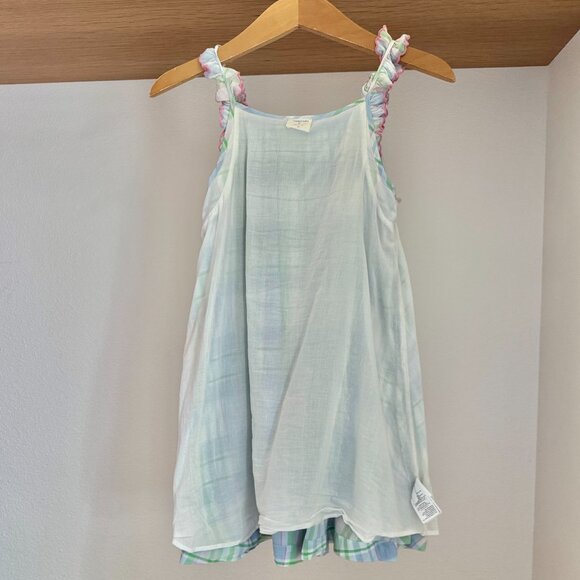 J.CREW CUTS GIRLS RUFFLE TRIM PASTEL PLAID FLOWY LIGHT WEIGHT DRESS LINED 10 - Picture 9 of 12
